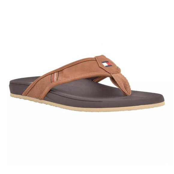 TOMMY HILFIGER Men's Serio Flexible Flip Flop Sandals Light Natural NWB - Picture 1 of 6
